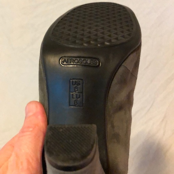 Aerosoles leather grey lace-up vintage style heel - Picture 7 of 9